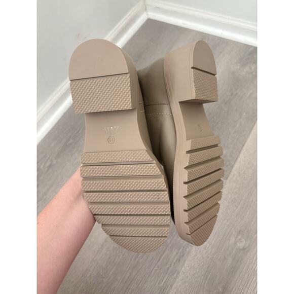 NWT Zara Leather Flat Knee High Boots Size 5 Taupe Sand Minimalist Blogger Fave - Picture 7 of 10